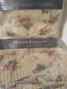 RALPH LAUREN SOPHIE FLORAL YELLOW FULL FITTED & RUFFLE FLAT SHEET