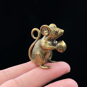 Tabletop Figurine Brass Mouse Animal Statue Sculpture Home Decor Gift