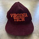 Vintage 80s Virginia Tech Hokies Corduroy Snapback Hat Made in USA