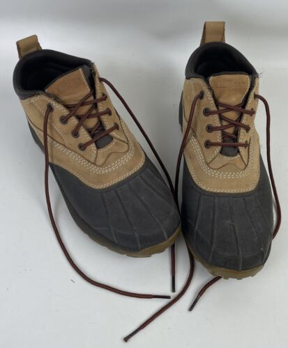 LL Bean Ankle Duck Boots Leather Rubber Shoes Lace Up Men’s Size 10 Med 05455