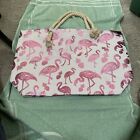 Nollia My Tote Bag Pink Flamingos Zipper Close Large 22 X 14 New
