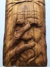 Old man spirit face wood carved sculpture figurine wall decor hanging art