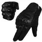 Leather Touch Screen Perforated Motorcycle Full Finger Gloves Motorbike Racing