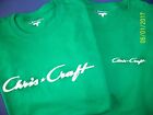 Two Dark Green Chris Craft Screen Printed Champion T-Shirts 6.1 oz. Boat w/white