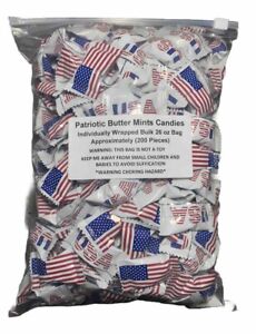 Patriotic USA Flag Buttermints - 26 oz. Bag - Approximately 200 Mints Per Case