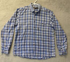 Barbour Shirt Mens Large Blue Plaid Cotton Button Up Long Sleeve/ 109-11
