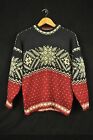 Men's Dale Of Norway 100% Wool Navy Blue, Red Snowflake Crew Neck Sweater Small