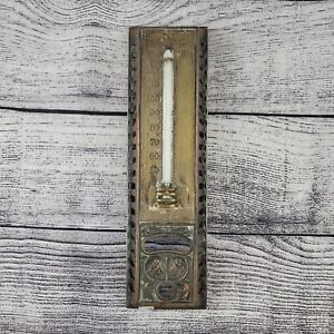 Antique Brass Thermometer, Steampunk, Gold Toned