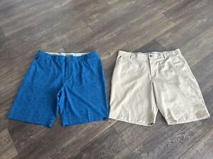 Adidas Golf Stretch Shorts Blue and Kakis Polyester Spandex Men’s Size 40 Lot