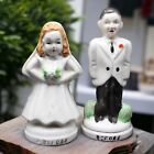 Vtg 50s Before After Bride And Groom Salt and Pepper Shakers Ceramic