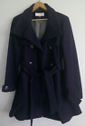 Calvin Klein Women's Purple Wool Belted Trench Coat Military Jacket Size PM
