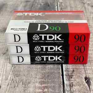 Lot of 3 - TDK D90 IEC I / TYPE I Normal Position Blank Audio Cassette Tapes NEW