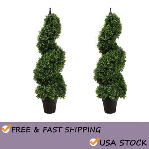 For Indoor Outdoor Decor 43 Inch Artificial Spiral Plants Green Topiary Tree