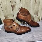 MAGNANNI Men's Chukka Ankle Leather Boot Cognac Double Monk Strap Size US 11