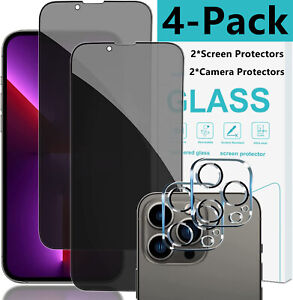 For iPhone 15 14 13 12 11 Pro Max Privacy Tempered Glass Screen Camera Protector