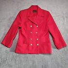 Vintage Womens Coat Size 12 Red Wool Blend Button Up Double Breasted