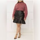 NWT Ashley Elements Faux Leather Skirt With Flounce Sz 16 1x plus Style k36358k