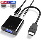 HDMI Male to VGA Female Adapter Cable Audio Converter For HDTV PC Monitor Laptop