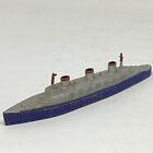 Vintage Diecast Tootsie Toys Colored Cruiser Ship (B3C-12) 1942 With Axels