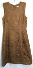 Saylor Brown Floral Perforated Faux Leather Lined Sleeveless Dress S EUC
