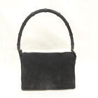 Gucci Hand Bag Bamboo Black Suede Leather 1277417