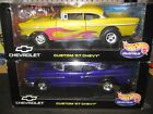 Lot Of 2 Hot Wheels 1/18 Scale 1957 Chevy Custom Hot Rod Diecast Purple & Gold