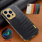 For iPhone 15 Pro Max 14 13 12 11 Pro XS XR 87 Crocodile Leather Shockproof Case