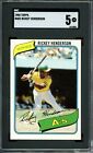 RICKEY HENDERSON ~ 1980 Topps Baseball Rookie RC #482 ~ Graded SGC 5 EXCELLENT