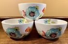 Set Of 3 Rare Laurie Gates Hand-painted Floral CEREAL BOWLS 🌺 Read
