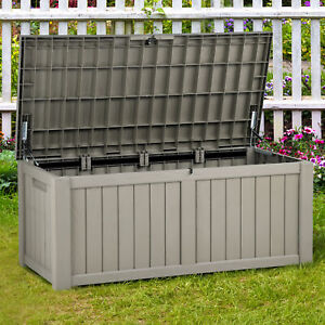 120 Gallon Resin Patio Deck Box Outdoor Storage Container Waterproof Garden Box