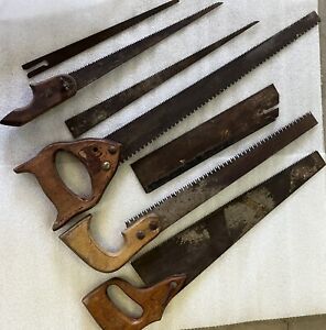 Vintage lot of Hand Saws wood handles blades