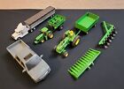 Lot of 7 Ertl John Deere Diecast Tractors, Attachments, Grain Semi Various Sizes