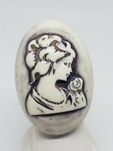 Retro Large Plastic Carved Cameo Look Lady Face Chunky Ring Size 7