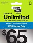Straight Talk Rob 65 Refill Card Unlimited Talk Plan Platinum 30 Day Top Up NOW