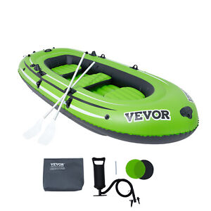 VEVOR Inflatable Boat 5-Person PVC with Aluminum Oars and High-Output Pump