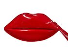 Luscious LIps Crossbody 80s VTG Women Red Faux Patent Leather Purse Shoulder Bag