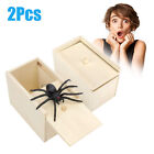 2 Pcs Wooden Prank Spider Scare Box Hidden in Case Trick Play Joke Gag Toy Gift
