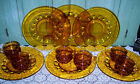 12Pcs (6) Pair Vtg Indiana Amber Glass Kings Crown Thumbprint Snack Plates Cups