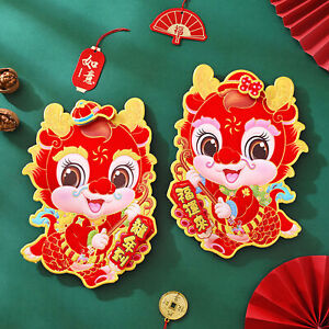 Chinese New Year Decoration 2024 Year Of Dragon Door Stickers Blessing Couplets