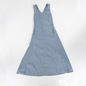 Theory Caliver Vlorine Brisk Blue Cross Back Linen Sleeveless Dress Womens 4