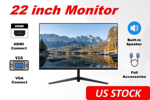 Computer Monitor 22 Inch FHD 1080P Thin LED Monitor Built-in Speaker Eye Care