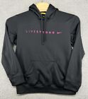 Nike Therma Fit Livestrong Hoodie Men's Small S Black Pink Swoosh Logo Pullover