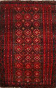 Vintage Tribal Traditional Red Geometric Balouch Hand-made Rug Area Carpet 4x6