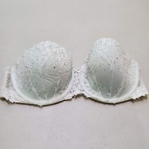 Victoria's Secret Women Bra 38D White Dream Angels Multiway Rhinestones READ