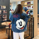 Woman Ladies Spring/Fall Mickey Denim Jean Trucker Jacket Stonewash Blue Disney
