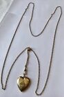 VICTORIAN GOLD FILLED WATCH SLIDE CHAIN NECKLACE AND HEART LOCKET PL2
