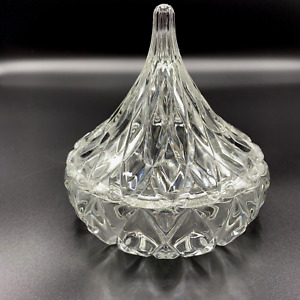 Vintage 1994 H.F.C. Crystal Cut Glass Candy Dish with Lid Hershey Kiss Shape