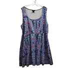 Torrid Plus Size 3(3X) Women's Blue Geometric Print Sleeveless Dress 5324-0780