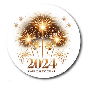 Happy New Year 2024 Golden Sparklers Stickers Envelope Seals New Year Favors