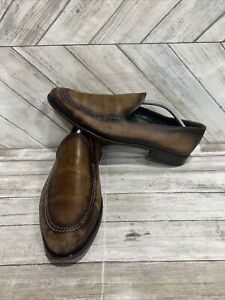 Mezlan Rodin Men’s Cognac Brown Leather Slip On Shoes 99100 Made In Spain Sz 12M